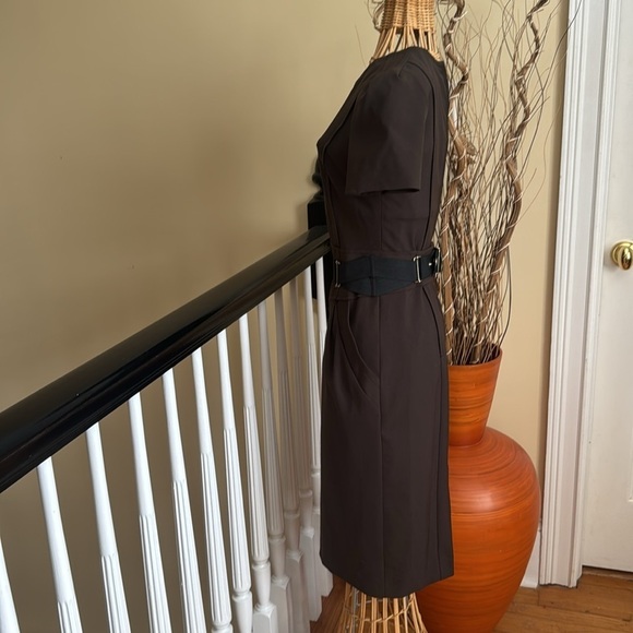 Philosophy Di Alberta Ferretti brown classy dress with black belt. Made in Italy - Picture 3 of 14